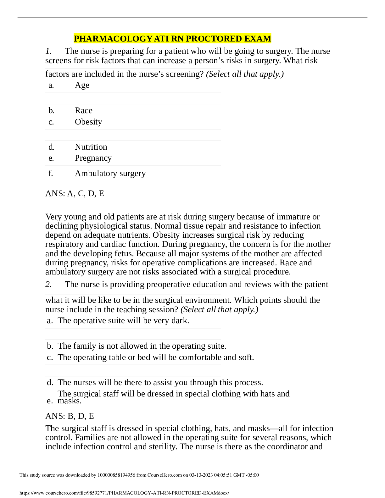 Preview image for ATI pediatrics proctored exam VERSION 9